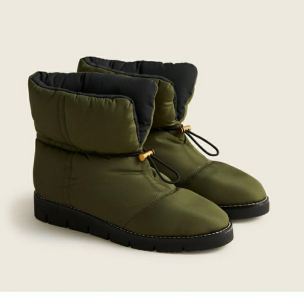 new jcrew puffer boot - olive - 8